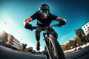 Naklejka premium Bicycle cycling vehicle helmet.