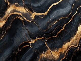 Obraz premium Black and Gold Marble Close Up