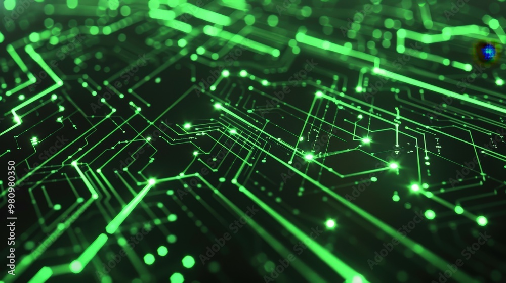 Poster this abstract technology background displays a dynamic fusion of geometric patterns and glowing circ