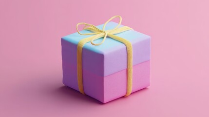Obraz premium Colorful gift box, tied with string, minimalist style, 3D illustration