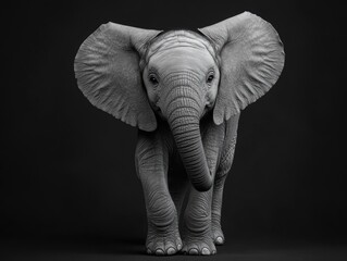 Black and white elephant portrait