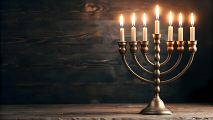 Fototapeta premium 3D Plain Beige Background with Subtle Embossed Hanukkah Candles - Perfect for Text and Promotions in Minimalist Aesthetic