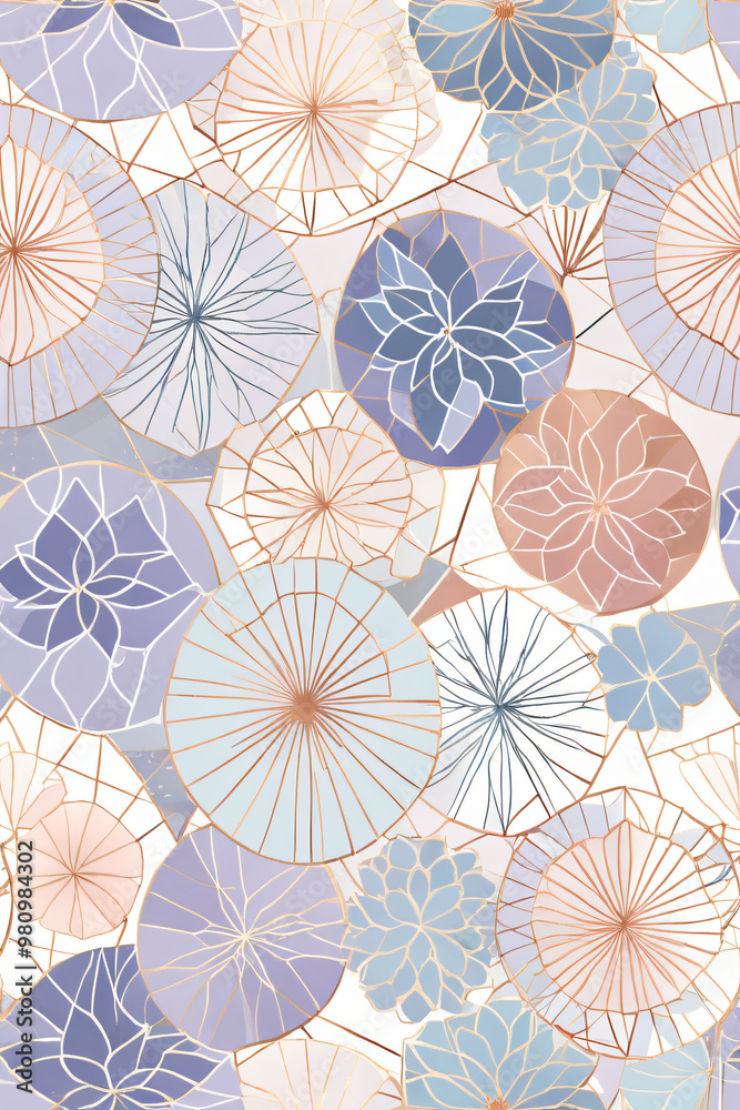 Sticker seamless pattern with flowers