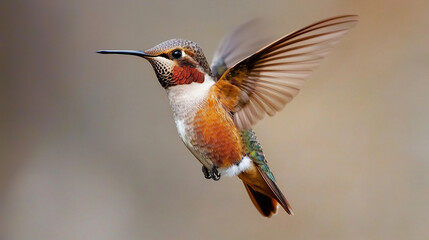 Obraz premium Colorful Hummingbird in Flight with Blurred Wings