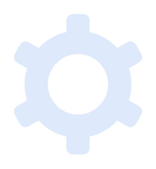 Light blue gear with a simple, minimalist design. Ideal for technology, engineering, machinery, manufacturing themes, and industrial projects. Flat vector style.