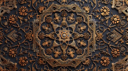Obraz premium This Arabic pattern showcases a blend of intricate geometric shapes and traditional arabesque designs.