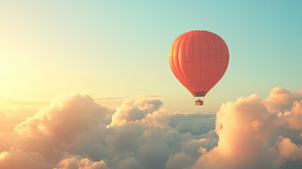 Naklejka premium A hot air balloon floats through the sky, offering a breathtaking view