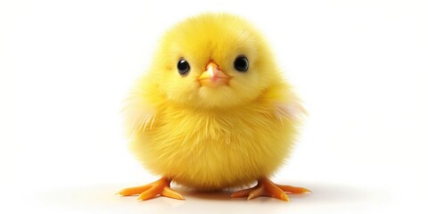 Obraz premium Adorable rendering of a cute Easter chick isolated on white background, Easter, chick, cute, fluffy, spring, bird
