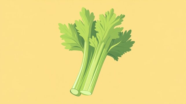 green celery on yellow background clip art preview