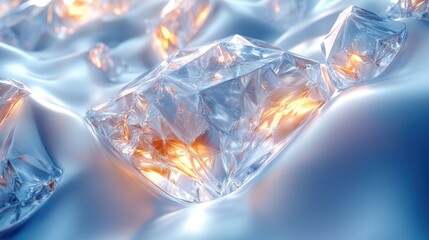 A close-up view of crystalline structures with glowing reflections.