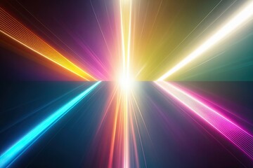 Fototapeta premium Dynamic Light Effects and Color Transitions Featuring Luminous Beams and Classic Lens Flare Techniques