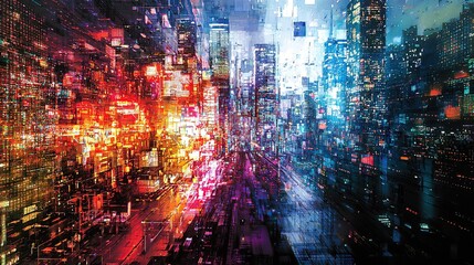Fototapeta premium Abstract city lights at night.
