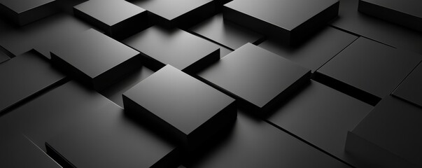 Fototapeta premium Abstract black 3d geometric pattern with blocks