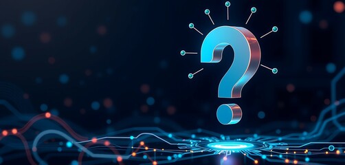 Abstract Technology with Thinking Concept and 2D Question Mark, Ai Generated Images