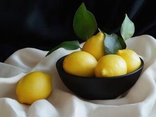 Lemons on White Cloth