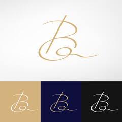 Naklejka premium BG Elegant Signature logo features handwritten abstract thin line design, combining sleek curves and delicate strokes. It's minimalist yet stylish, offering a sophisticated branding look.