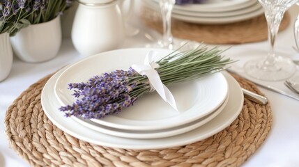 Elegant Table Setting with Lavender
