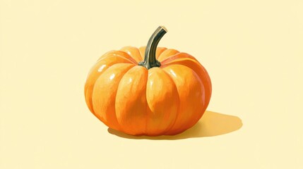 A vibrant pumpkin icon in orange tones on a pastel yellow background, celebrating harvest and freshness.