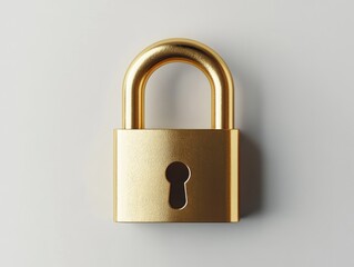 Naklejka premium Golden Padlock on White Surface