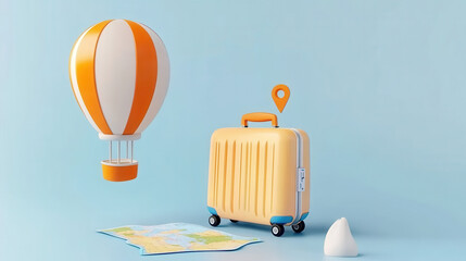 Travel vacation theme suitcase suitcase box illustration