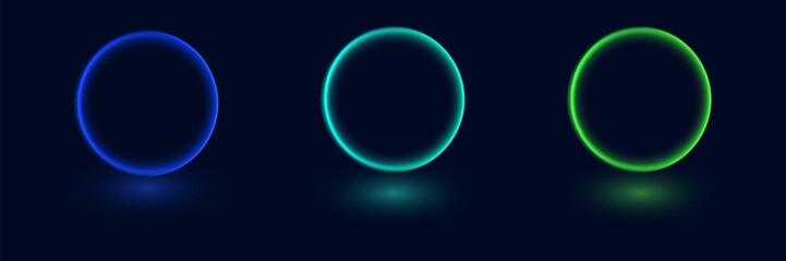 Magic neon light circles of light. Vector illustrator