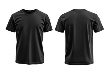 Blank Short sleeve t shirt mockup, black T-shirts front and back view, used as design template isolated on white background