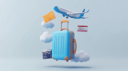 Travel vacation theme suitcase suitcase box illustration