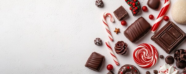 Christmas Sweets and Treats, An assortment of holiday sweets like candy canes, lollipops, and chocolates