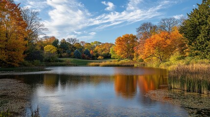 Autumnal Reflections in a Still Pond