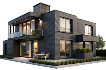 Modern Black Brick Townhouse with Large Windows and Contemporary Design