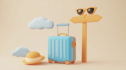 Travel vacation theme suitcase suitcase box illustration