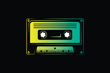 Audio cassette. Original vector illustration in vintage style. T-shirt design.