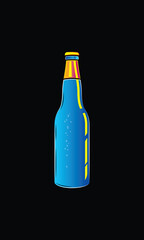 A bottle of sparkling water. Original vector illustration in vintage style.