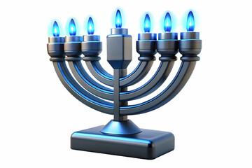 Fototapeta premium Futuristic Hanukkah Candleholder Macro with Glowing LED Strips - Vibrant Modern Design Blending Tradition & Technology