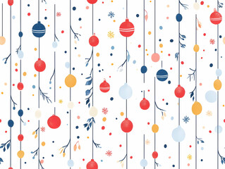 Seamless Minimal Background of Flat Recycled Glass Christmas Garlands - Eco-Friendly Festive Design with Shimmering Textures for Sustainable Holiday Decor