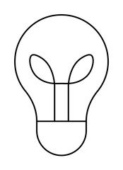 Outline of a light bulb containing two leaves in the filament area. Ideal for eco-friendly concepts, green energy, innovation, sustainability, and environmental awareness. Simple line art style.