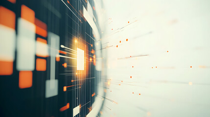 Abstract digital business concept with blue lines and binary code