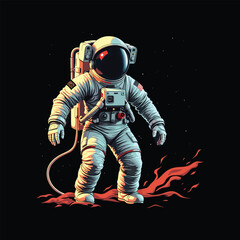 Astronaut  Vector Illustration For T Shirt Design