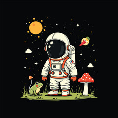 Astronaut  Vector Illustration For T Shirt Design