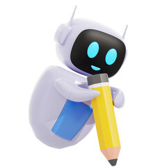 3D Smart Robot with pencil Illustration