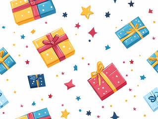 Seamless Flat White Gift Box with Joy of Giving Design for New Year 2025 - Zero Waste Theme Elements in Simple Vector Illustration