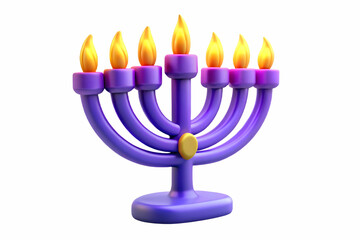 Fototapeta premium 3D Macro Shot of Futuristic Menorah Candles with Flickering Neon Flames for Modern Hanukkah Decor Inspiration