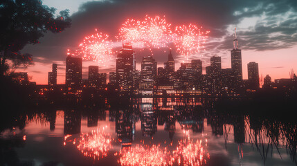 fireworks over the city, generative a.i.