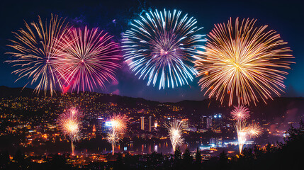 fireworks in the city, generative a.i.