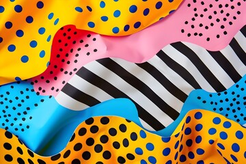 Vibrant Abstract Geometric Shapes in Playful Asymmetrical Pattern on Contemporary Background