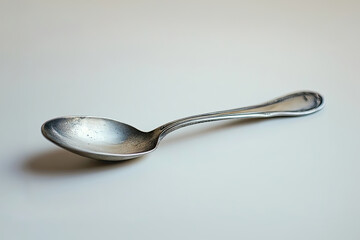 Close-up of a vintage metal spoon on white