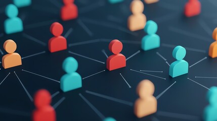 A digital illustration showing colorful human figures connected by lines, representing a network or community.