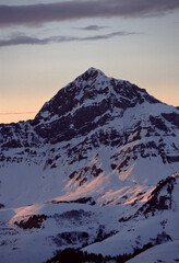 Majestic Snow-Capped Mountain at Dusk