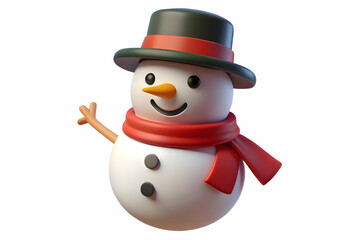 Flat Floating Snowman with Colorful Scarf and Hat - Isolated Winter Icon for Holiday Designs and Festive Promotions, Close-Up Vector Illustration
