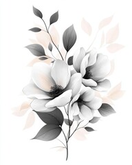 Obraz premium Elegant Floral Arrangement in Fluid Ink with Smooth Curving Lines and Soft Contrasts for Modern Decor and Artistic Inspiration